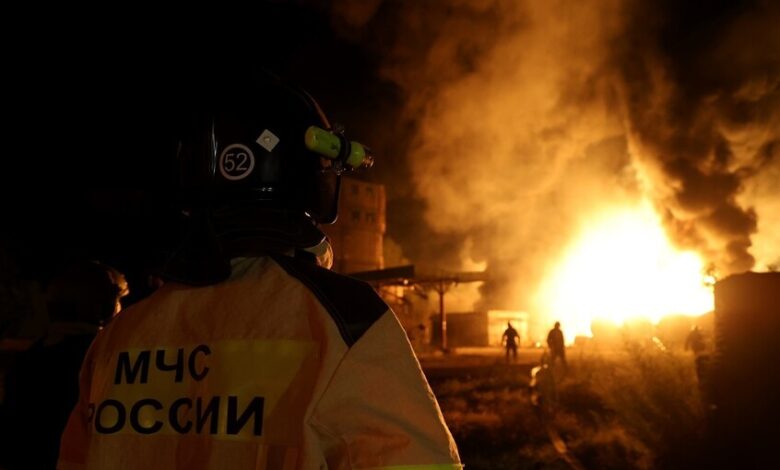 روسيا :حريق في مستودع نفط بفولغوغراد بعد سقوط حطام مسيّرة
