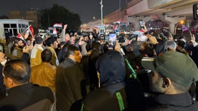 مظاهرات قرب المنطقة الخضراء دعماً لترشيح نوري المالكي رداً على تهديدات ترامب