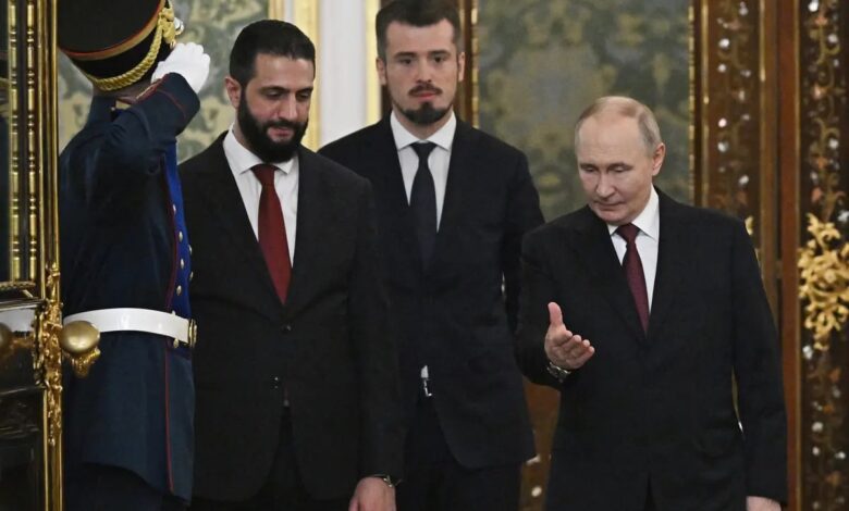 الشرع لبوتين: هناك الكثير من المواضيع المشتركة ونأمل بالتباحث فيها خلال لقاء مثمر