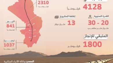 الجزائر تعلن اقتراب انطلاق الشطر العابر للنيجر في مشروع أنبوب الغاز العابر للصحراء