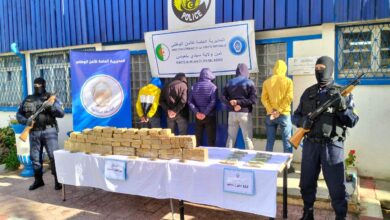 الأمن الجزائري يطيح بشبكة إجرامية ويضبط 43 كلغ من المخدرات في سيدي بلعباس